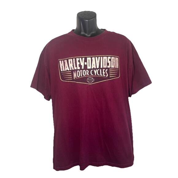Harley Davidson Men’s T-shirt Vintage Burgundy Biker Shirt Boswell TN Size XL - Picture 1 of 9
